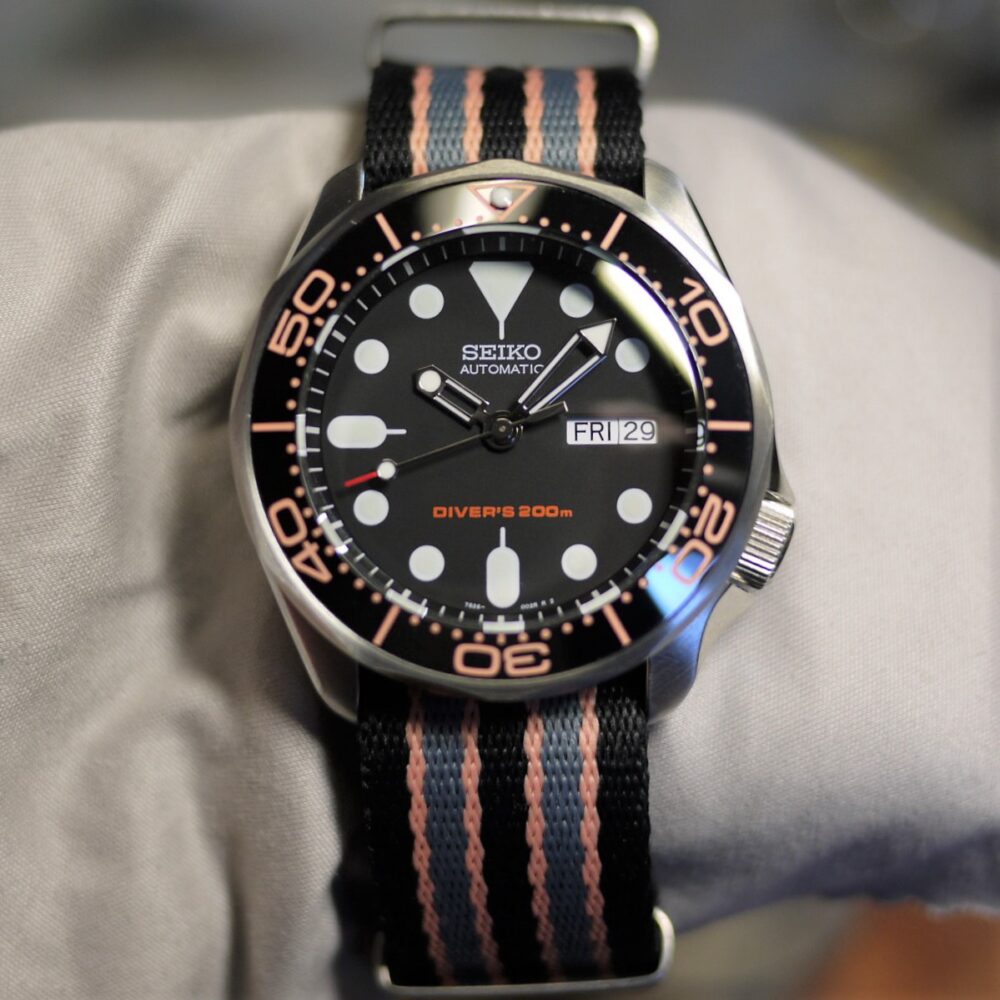 This is a re mod custom example of Black Boy SKX007K SEIKO